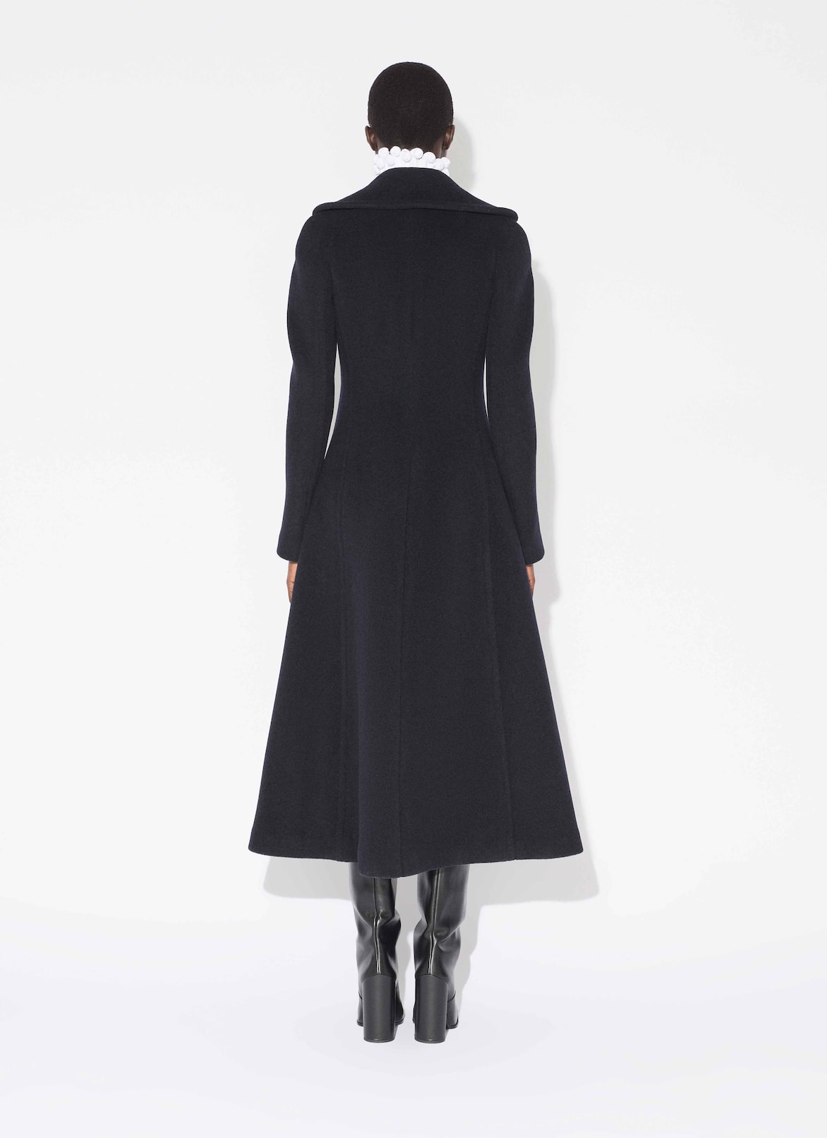 CINCHED WOOL COAT ALAÏA MARINE CINCHED WOOL COAT